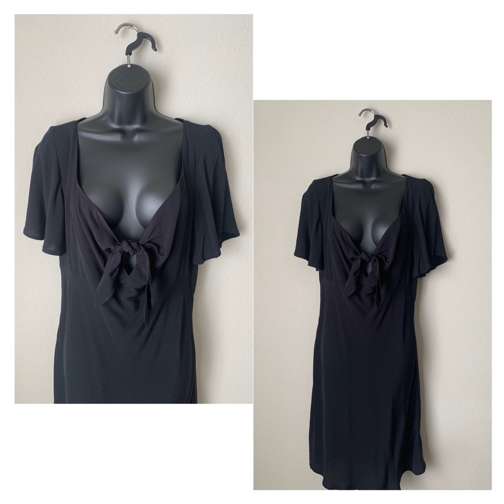 LOFT Tie Front Flare Dress